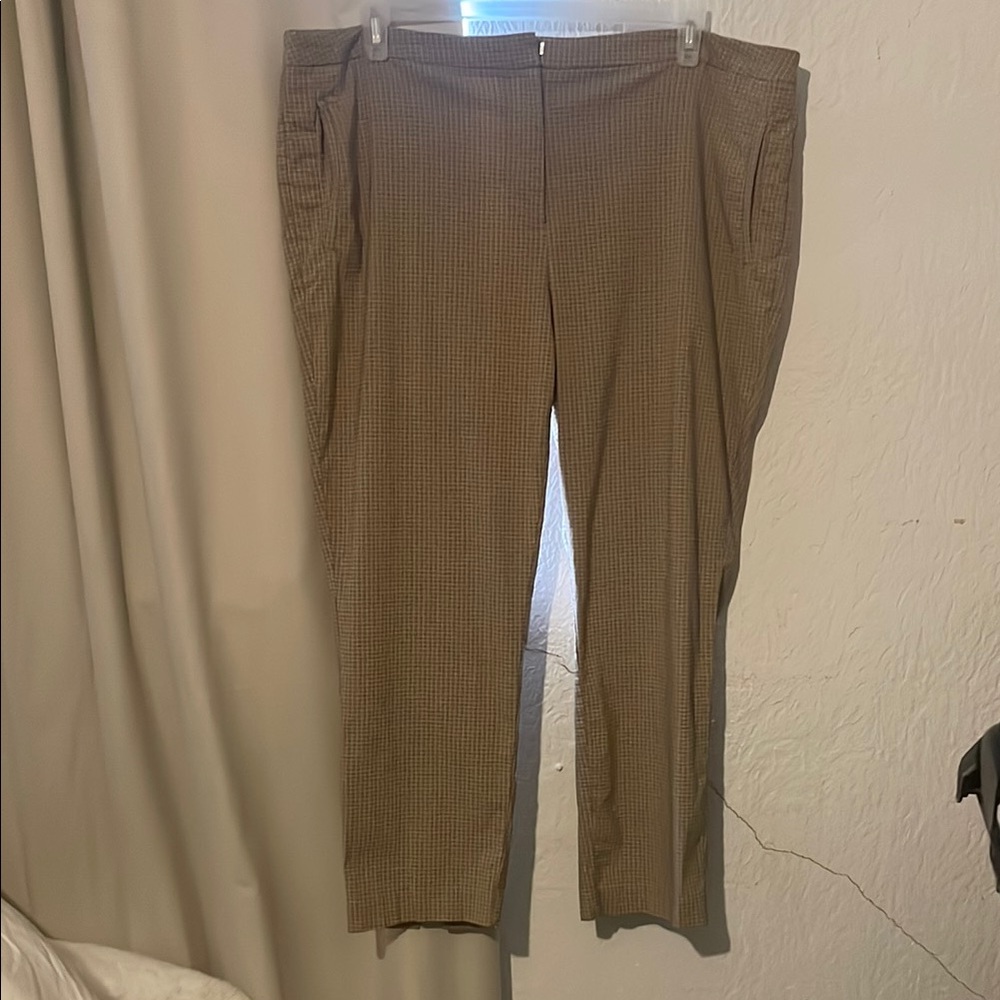 Women’s Brown Checkered split hem Pants